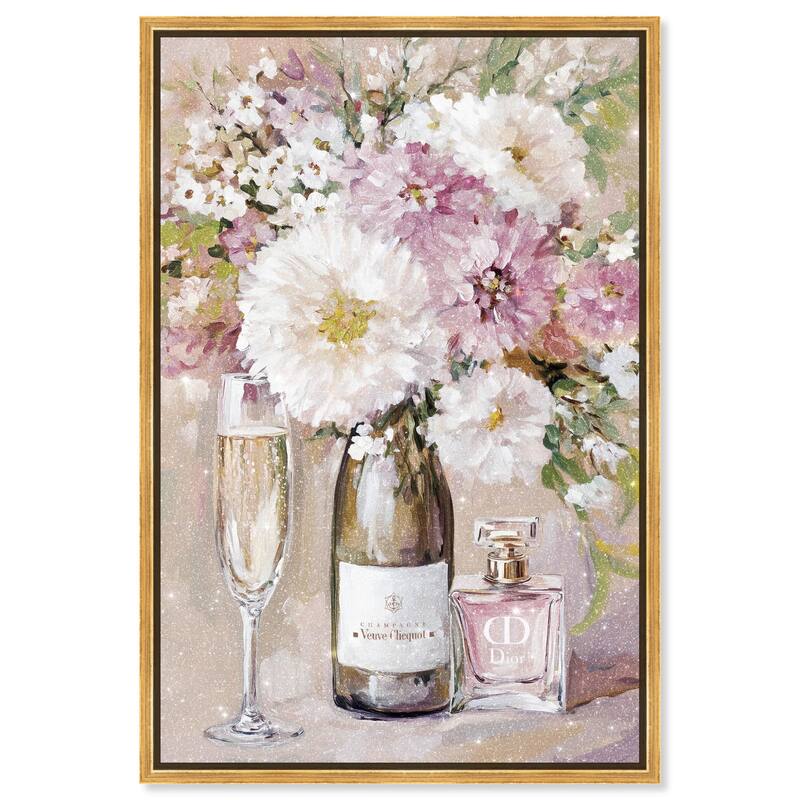 Light Floral Champagne Vase Canvas by Art Remedy - Gold - 10" x 15"