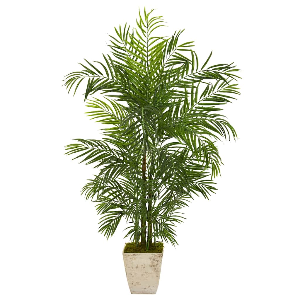 Artificial Palm Tree 65In Indoor Outdoor Decor Planter Tree Realistic Greenery - Green
