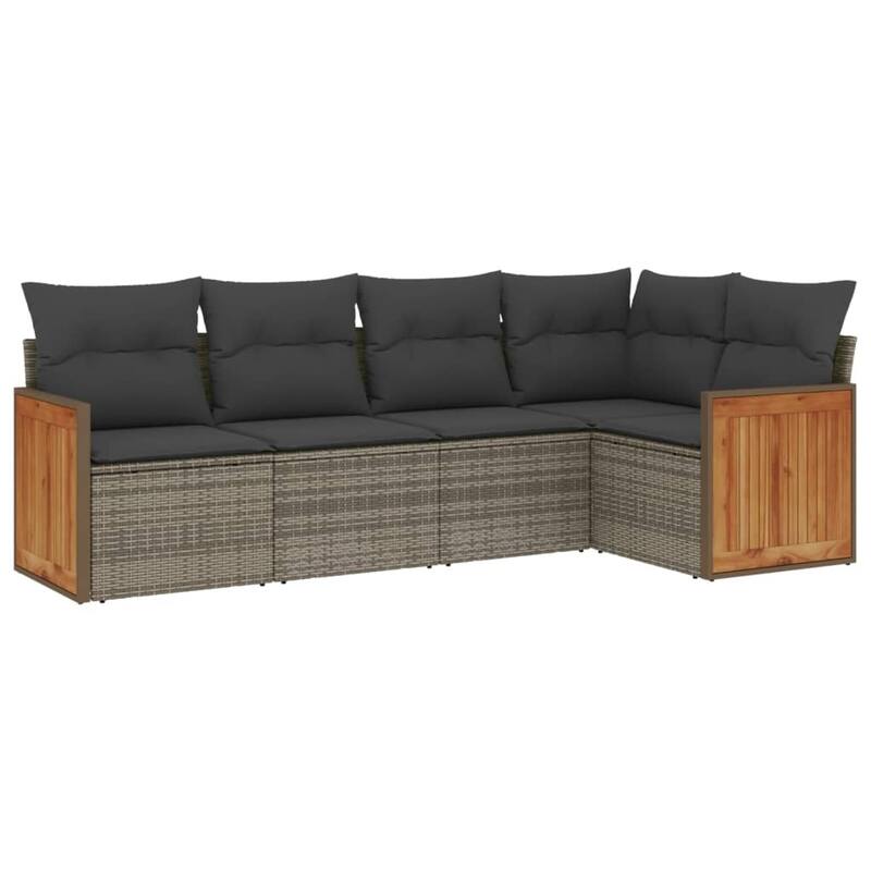 vidaXL Patio Sofa Set with Cushions Outdoor Conversation Furniture Poly Rattan - 24.4 x 24.4 x 27.2