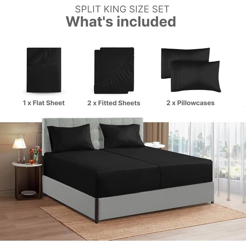 CGK Linens 4 Piece Solid Microfiber Extra Deep Pocket Bed Sheet Set