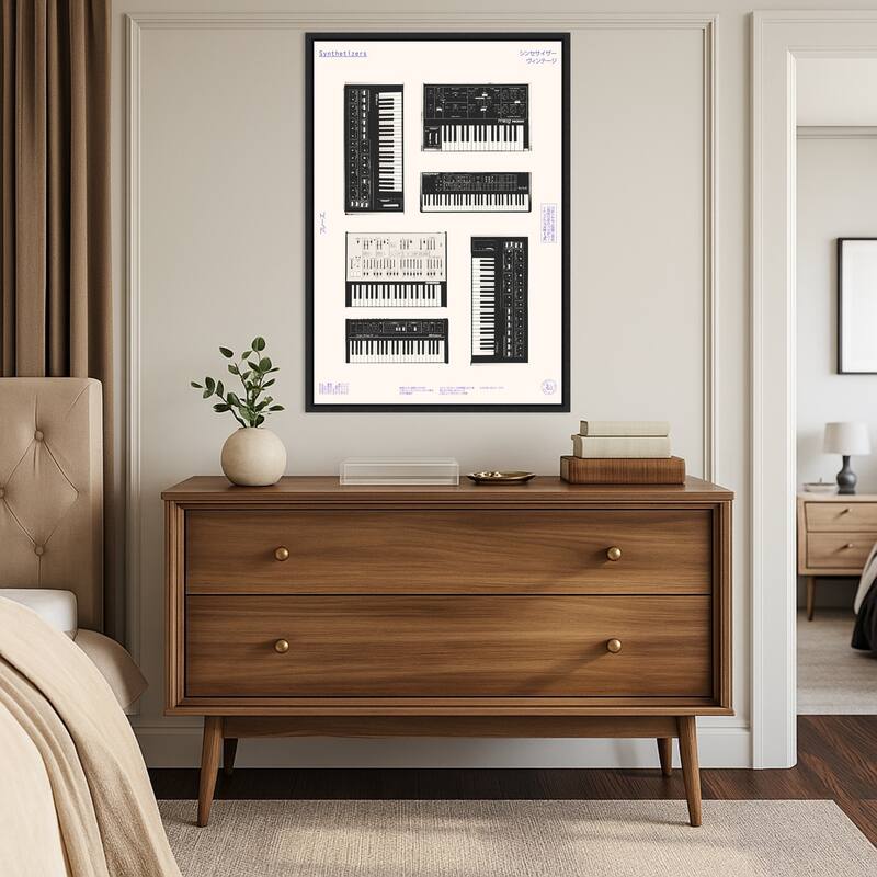 Synthetisers by Florent Bodart (23 x 33 in.), Framed Canvas Wall Art Print