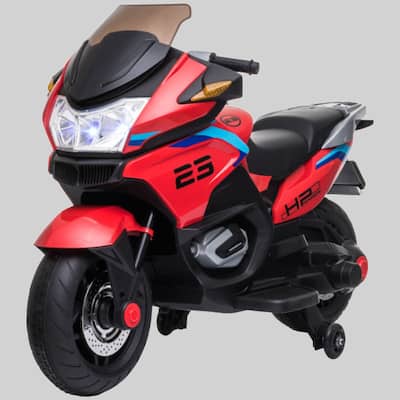12V Battery-Powered Motorbike for Kids, Training Wheels, Adjustable Speeds, Lights & Music