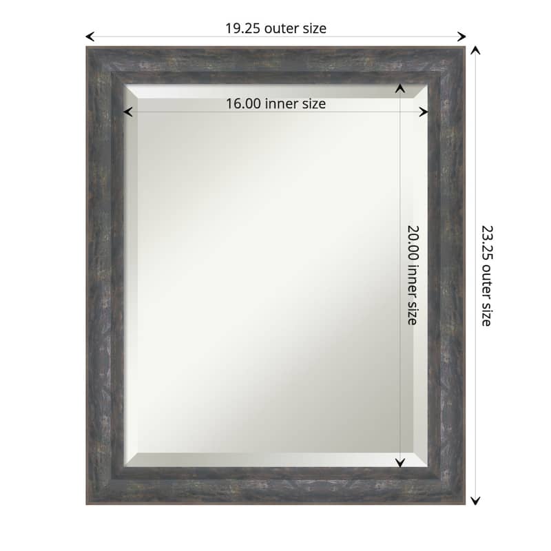 Angled Beveled Wood Framed Wall Mirror - Angled Metallic Rainbow - Glass Size 16x20