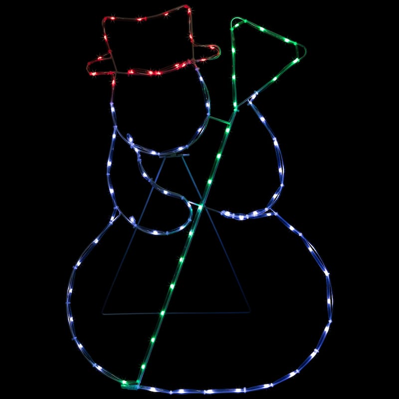 28" Lighted Standing Snowman Silhouette Outdoor Christmas Decoration