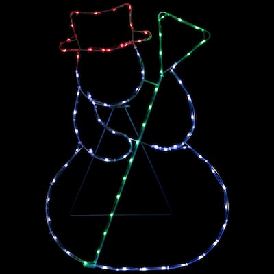 28" Lighted Standing Snowman Silhouette Outdoor Christmas Decoration