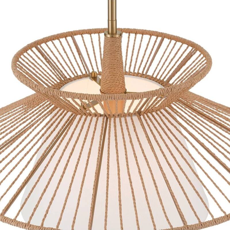 24" Wide Rope Fabric Modern Pendant Chandelier - 24" x 59"