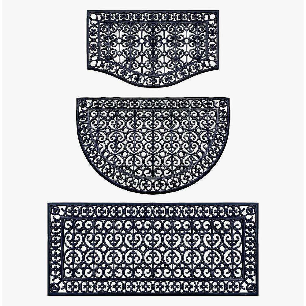 A1HC Rubber Grill Matching Doormat Set, For Front, Patio & Garage Entrance, Heavy Duty for Indoor Outdoor