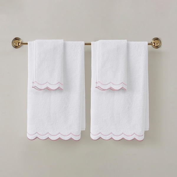 Pink Peri Home Scallop 4-piece Bath and Hand Towel Set - Blush