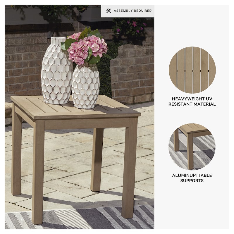 Signature Design by Ashley Hallow Creek Driftwood Outdoor End Table - 23.5" W x 23.5" D x 24" H