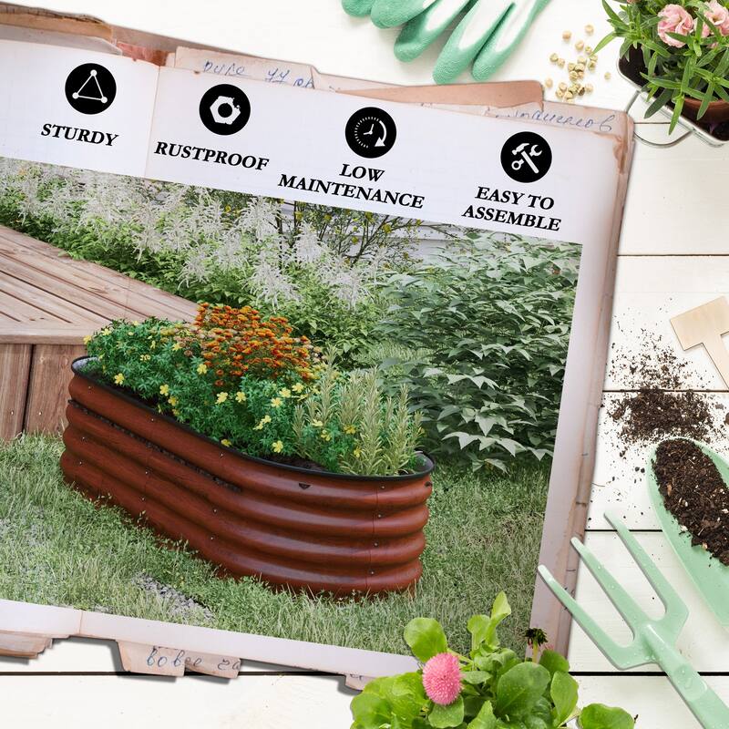 Outsunny 4.9' x 2' x 1.4' Galvanized Raised Garden Bed Kit, Outdoor Metal Elevated Planter Box