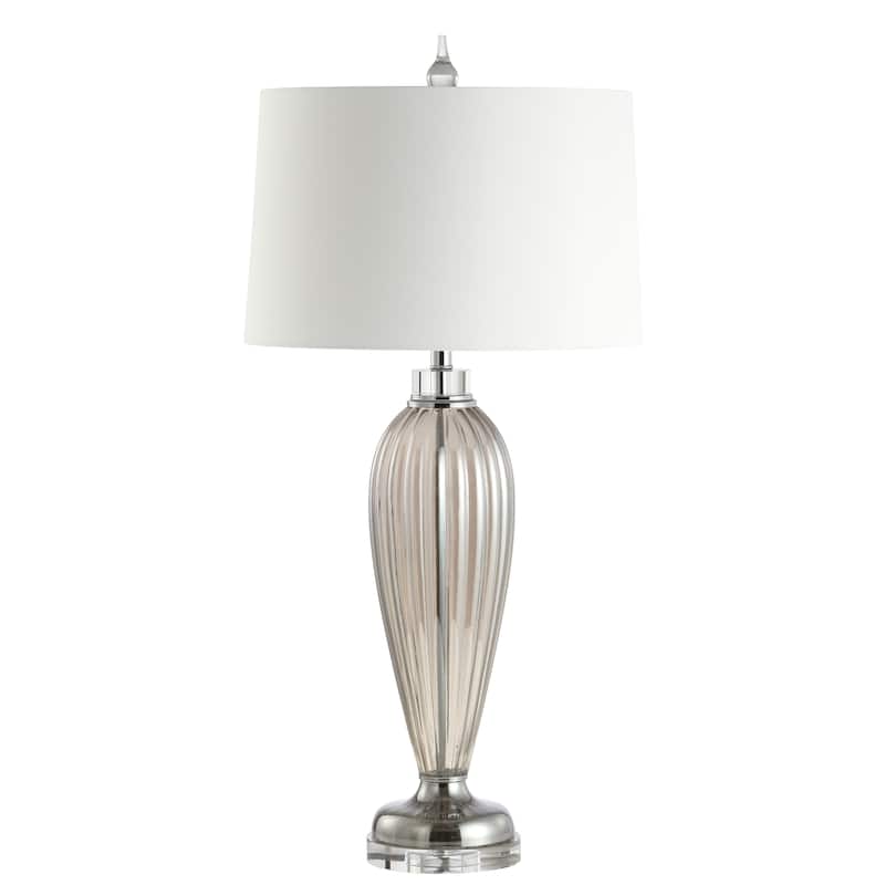 Chloe 33.5" Glass/Crystal LED Table Lamp, Smoked Grey by JONATHAN Y