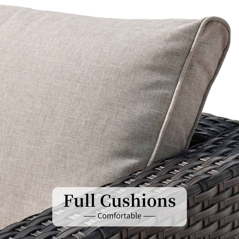 OVIOS 14-piece Deep Seat Wicker Conversation Sectional Set with Glass-top Table
