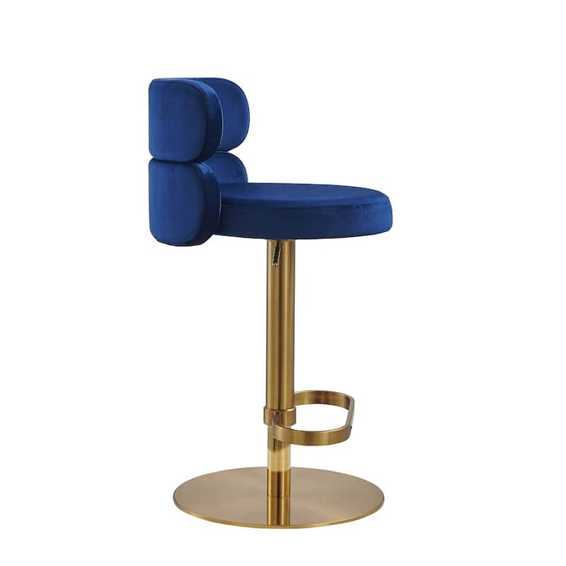 Modern Velvet Bar Stool with Height Adjustment and 360-Degree Swivel