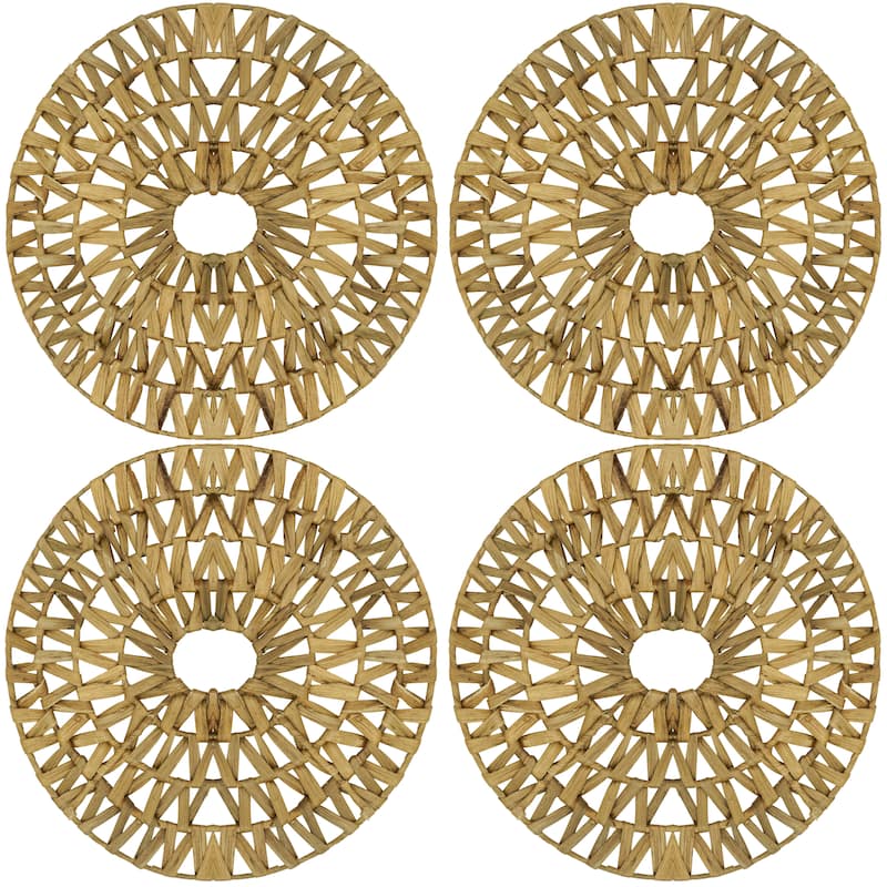 Woven Water Hyacinth Design Table Mats (Set of 4) - 15"