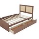 preview thumbnail 17 of 46, Rattan Platform Bed Frame with 4 Storage Drawers and Wooden Rattan Headboard for Kids, No Box Spring Needed