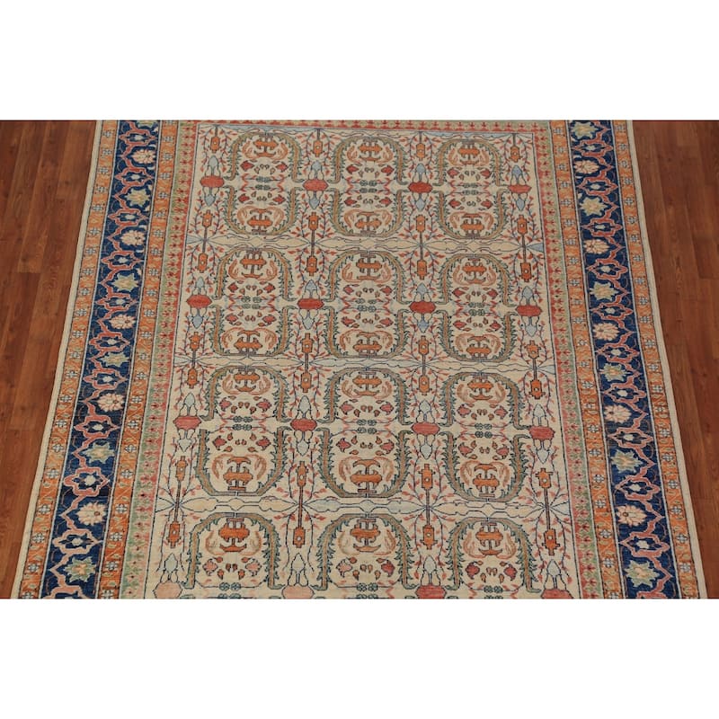 All-Over Heriz Serapi Vegetable Dye Area Rug Handmade Wool Carpet - 6'11"x 9'10"