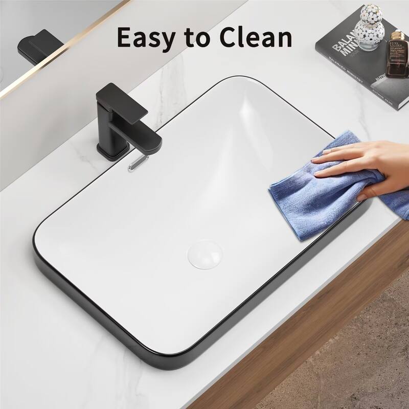 Ceramic Undermount Bathroom Sink White Porcelain Vessel Basin