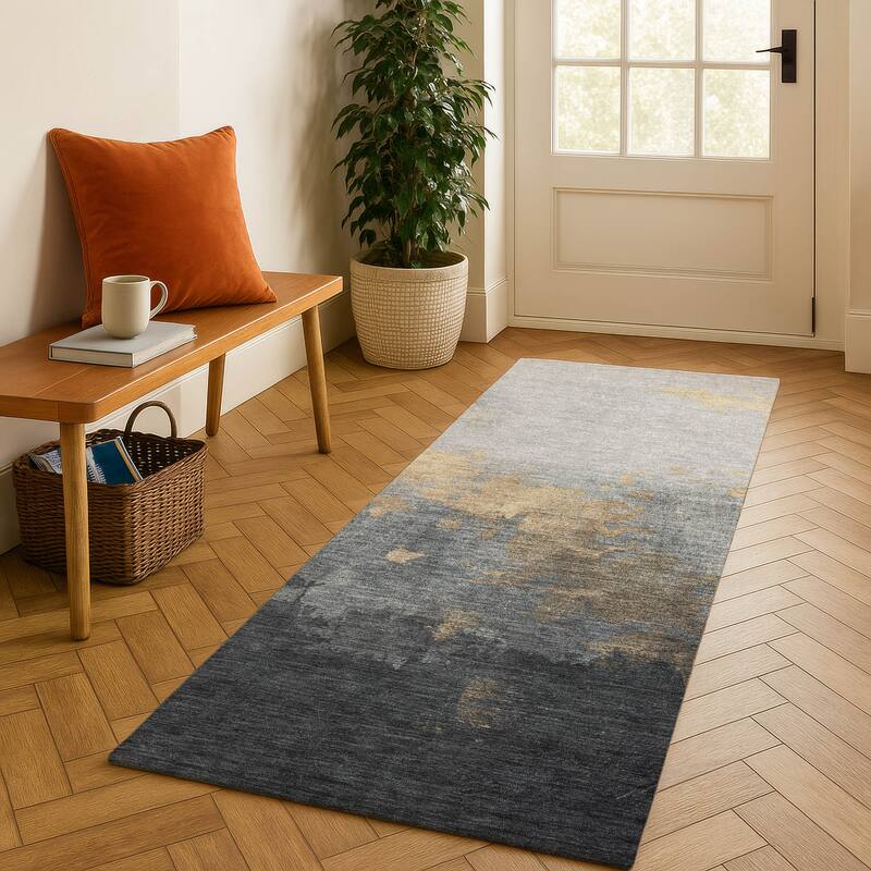 Premium Washable Super Soft Modern Glam Mayfield Rug - Gold - 2'3" x 7'6"
