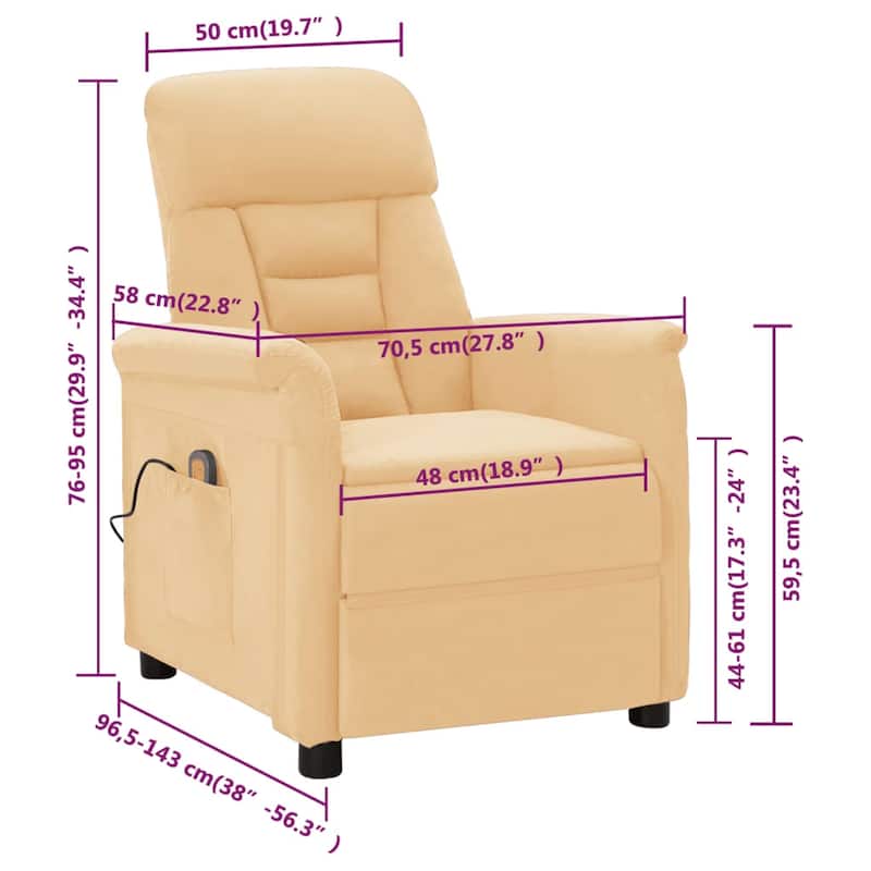 vidaXL Massage Chair Massage Recliner Chair for Elderly Faux Suede Leather - 56.3" x 27.8" x 29.9"