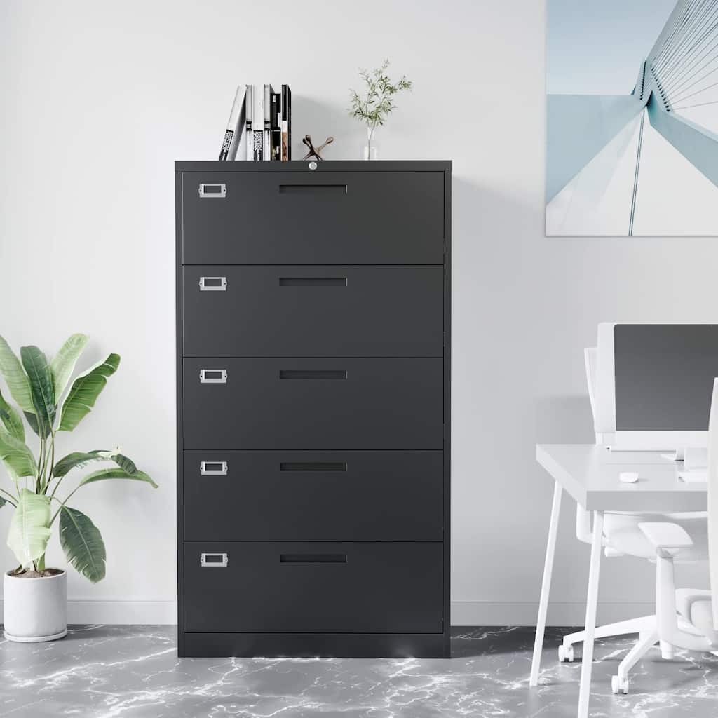 Steel 5 Drawer Lateral File Cabinet Storage Cabinets