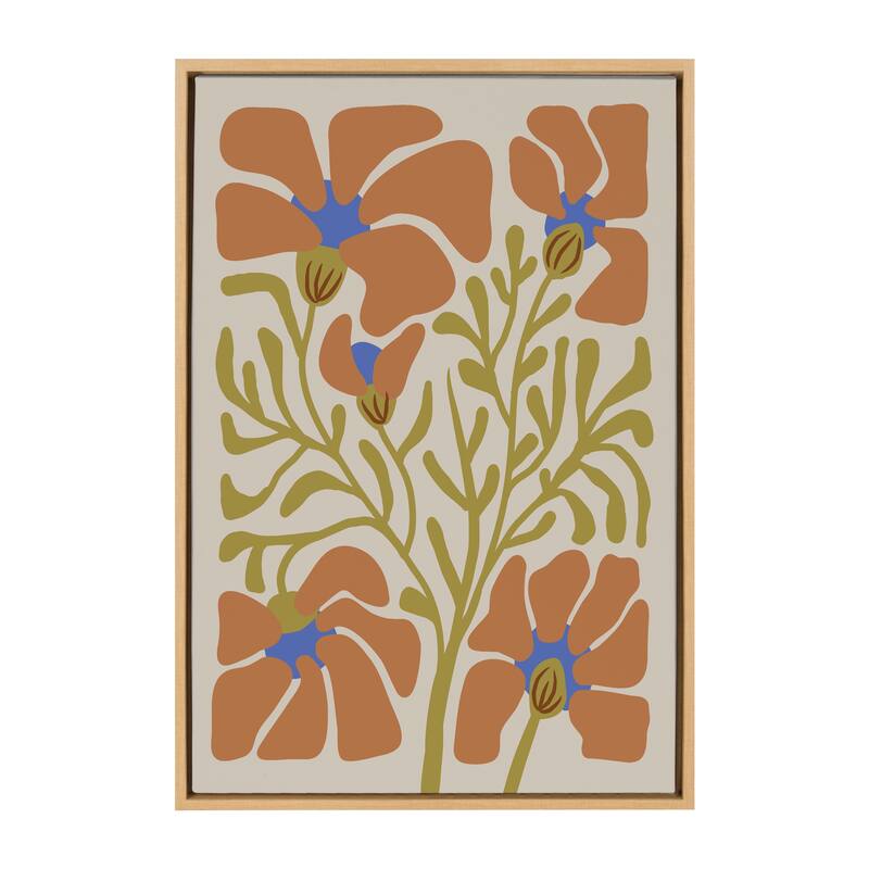 Kate and Laurel Plant Orange Framed Canvas by Creative Bunch Studio