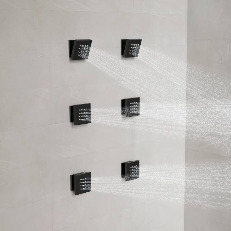 Thermostatic Shower System 12" Rain Shower Head with High Pressure Handheld Spray