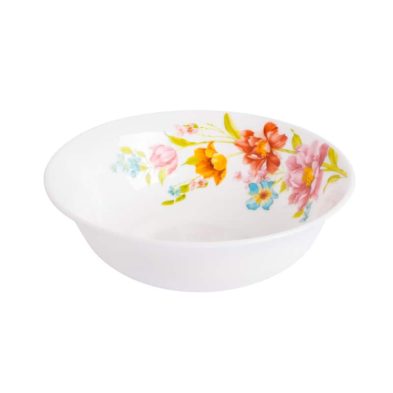 Gibson Home Ultra Round Red Floral 18-Piece Dinnerware Set, Opal Glass