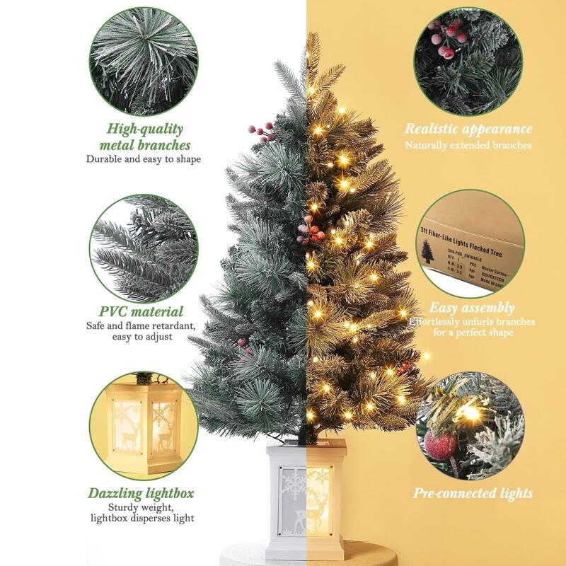 Christmas Tree with 78 Multi-Color Led Lights, 3 Ft Pre-Lit Artificial Christmas Decoration