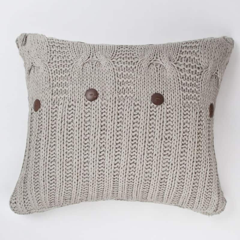 Chima Cable Knit Cotton Throw Pillow - 26x26 Euro - Grey