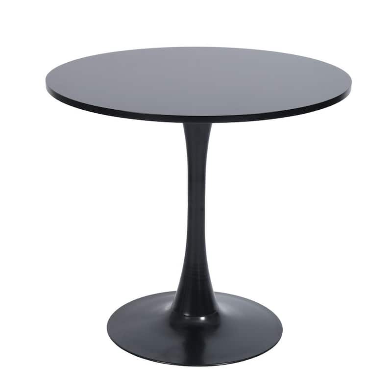 Homy Casa 5-Piece Industrial Dining Set with Round Pedestal Table and 4 Fabric Chairs