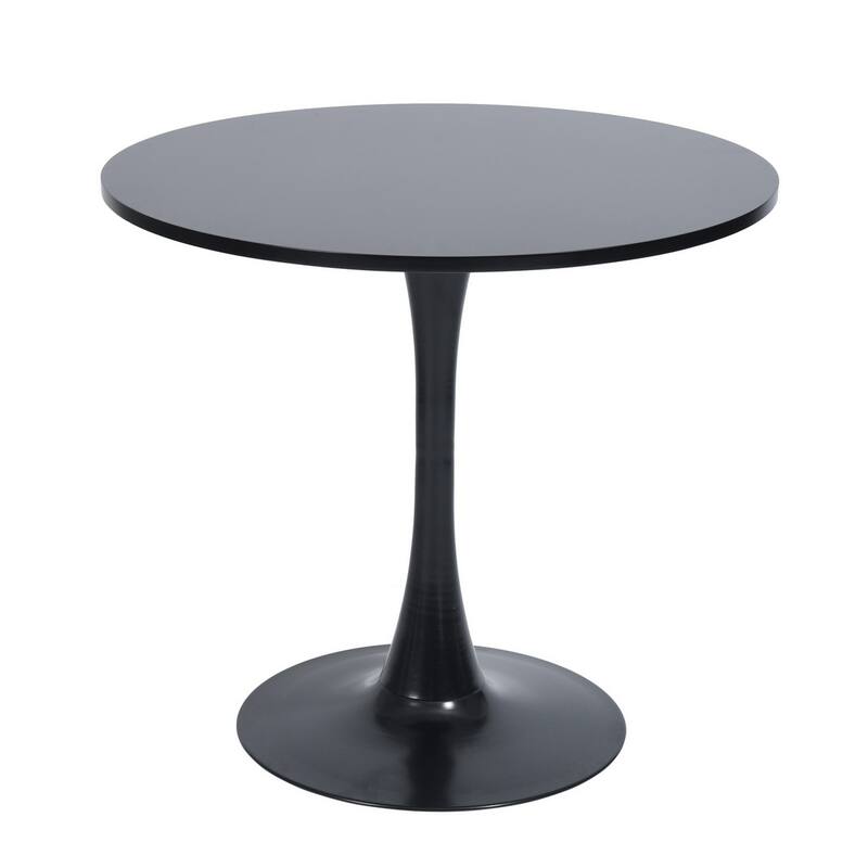 Homy Casa Modern 3-Piece Dining Set with White Round Tulip Table and Upholstered Chairs - Black - Brown