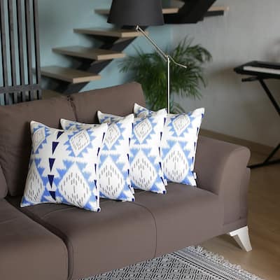 Mike & Co. Ikat Printed Throw Pillow Cover 18"x18" Set of 4