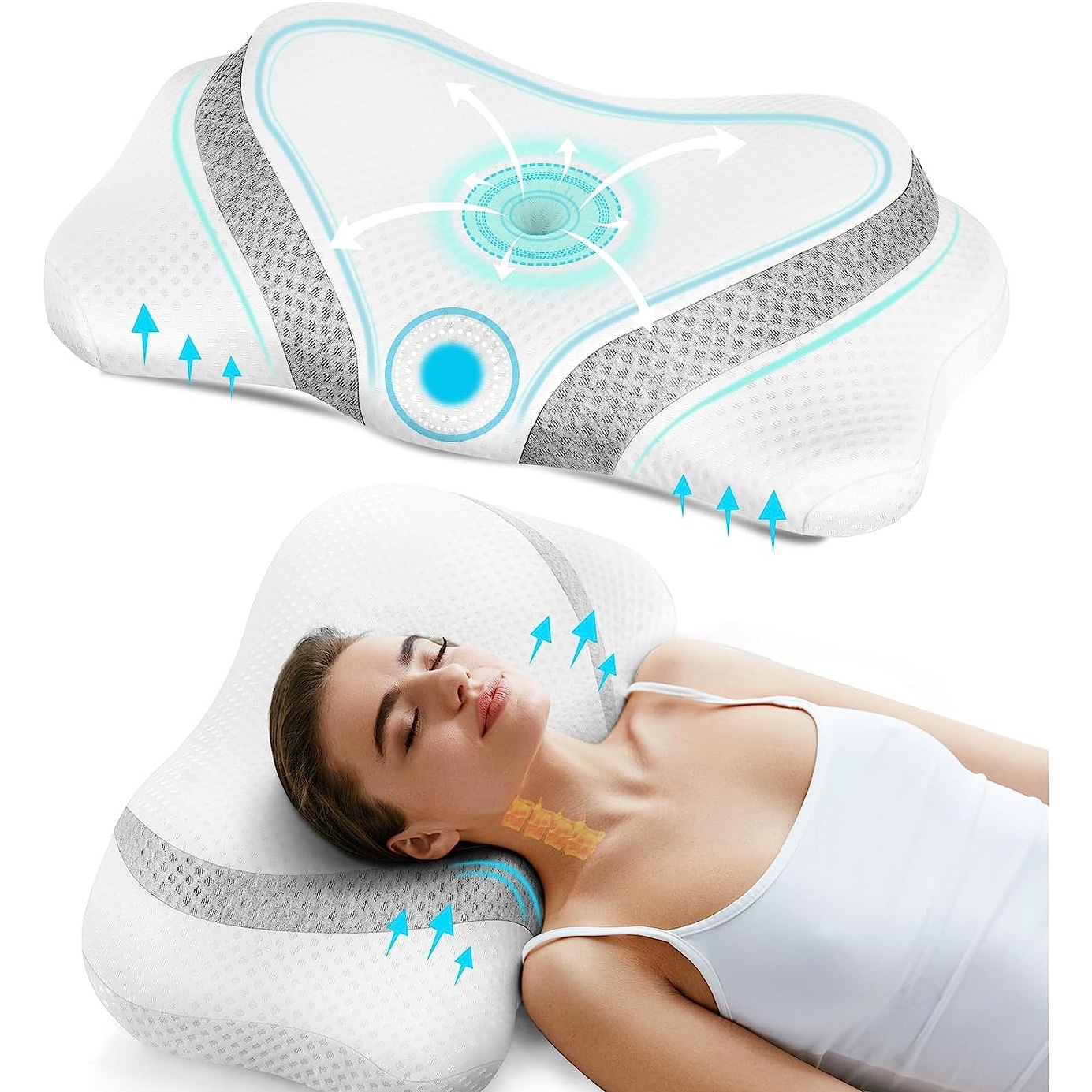 SMUGDESK Gel Memory Foam Contour Pillow Neck Pillows for Pain Relief  Sleeping, Cooling Gel Cervical Pillow for Neck Pain - Bed Bath & Beyond -  33900015