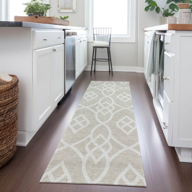 Machine Washable Indoor/ Outdoor Chantille Modern Trellis Rug