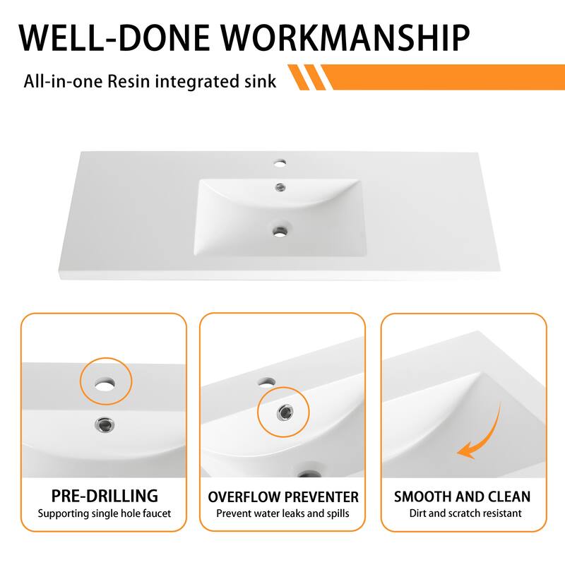 Bathroom Vanity With Sink In 24/30/36/48 Inch, Freestanding Bathroom Vanity With Soft Close Door and Drawer