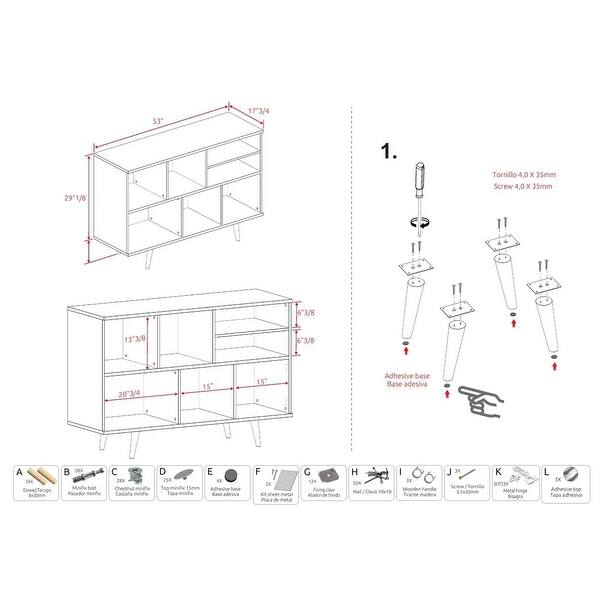 Midtown Concept Console Table with Storage 4 Shelves Buffet and ...
