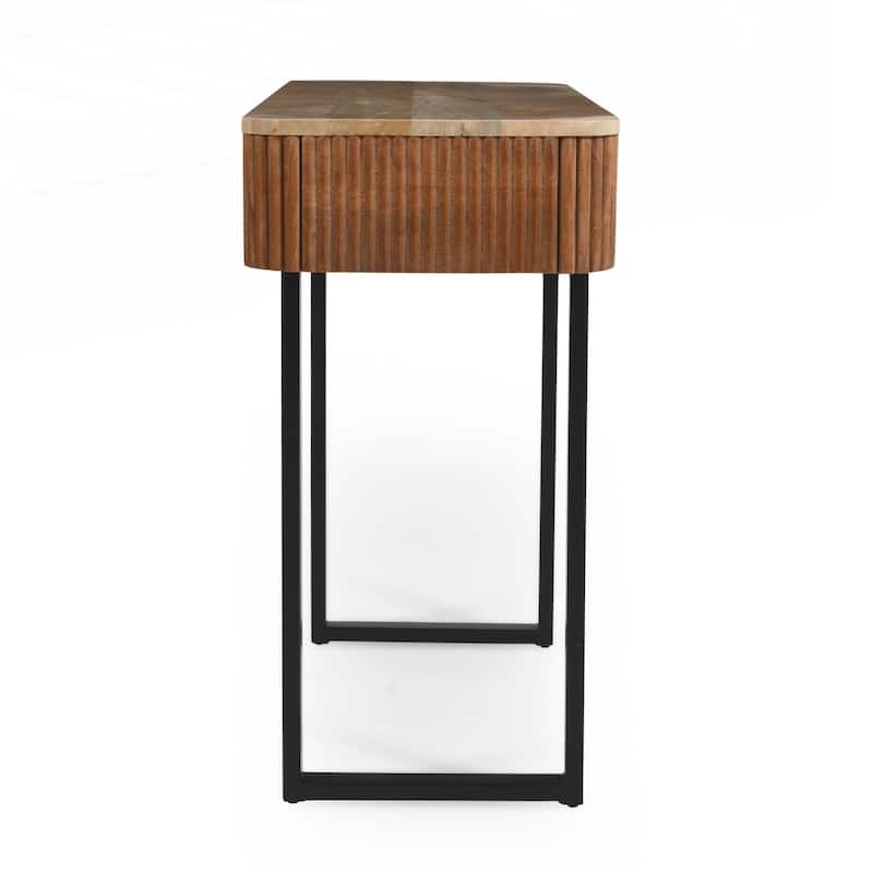 Solid Wood Entryway Table with Fluted Design
