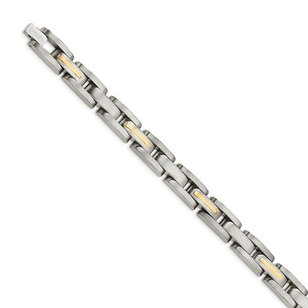 Chisel Titanium with 14K Yellow Gold Inlay Accent Brushed Bracelet. Opens flyout.