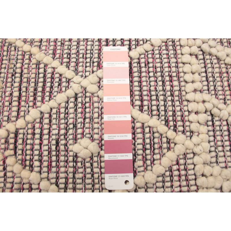 ECARPETGALLERY Braid weave Sienna Pink Wool Rug - 6'1 x 8'11