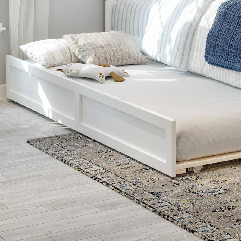 Warren Twin Platform Bed with Matching Footboard & Twin Trundle in White