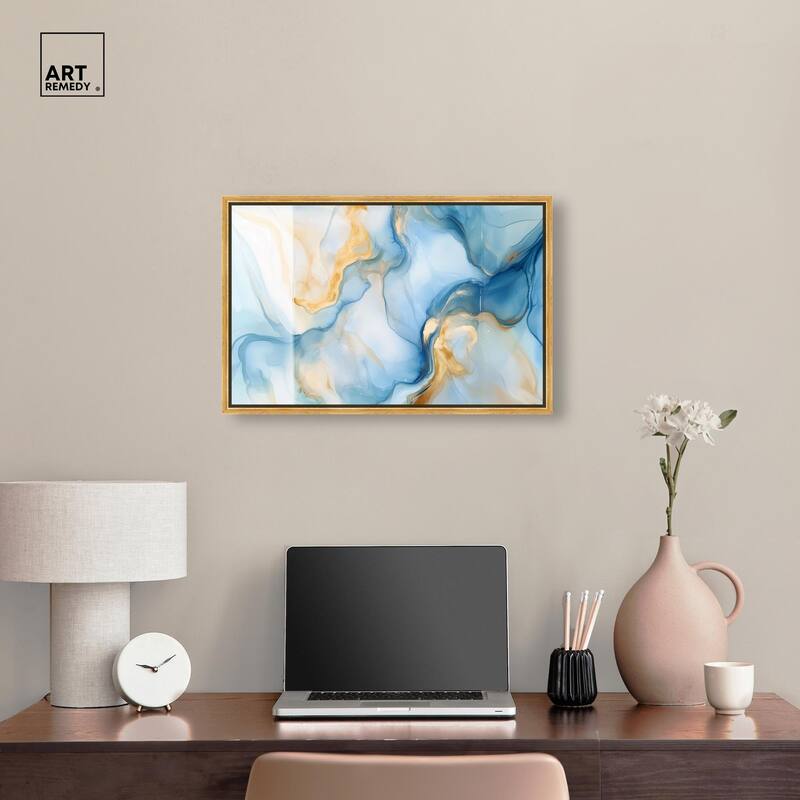 Blue Veined Gold Canvas by Art Remedy