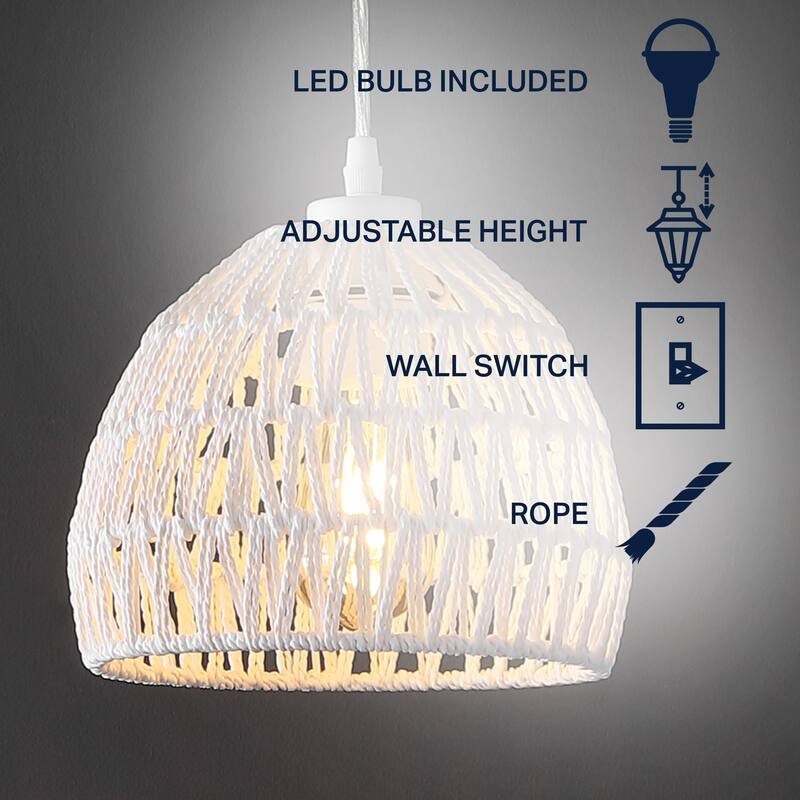 Jigu 1-Light Woven Rattan/Iron LED Pendant, by JONATHAN Y