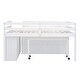 preview thumbnail 50 of 144, Twin/Full Size Low Loft Bed with Retractable Writing Desk and 4 Drawers, Wooden Loft Bedframe w/ Lateral Portable Desk & Shelves