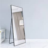 65 in * 24 in Full Length Mirror, Beveled Floor Mirror, Aluminum Alloy Frame, HD Imaging Real ...