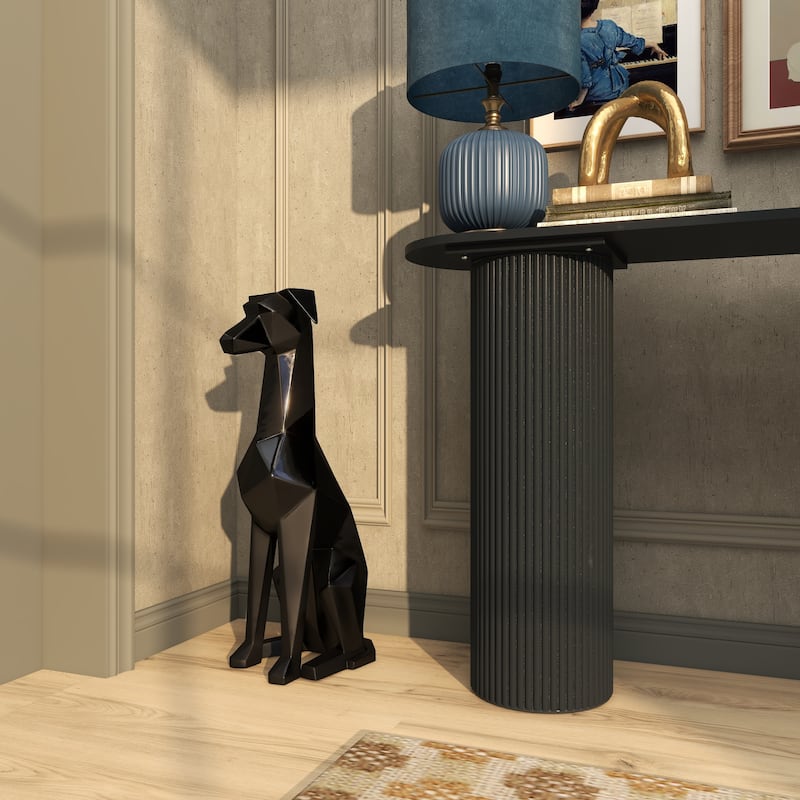 Polystone Dog Cubist Decorative Sculpture - Black, Gold, Silver - Roche River Decor