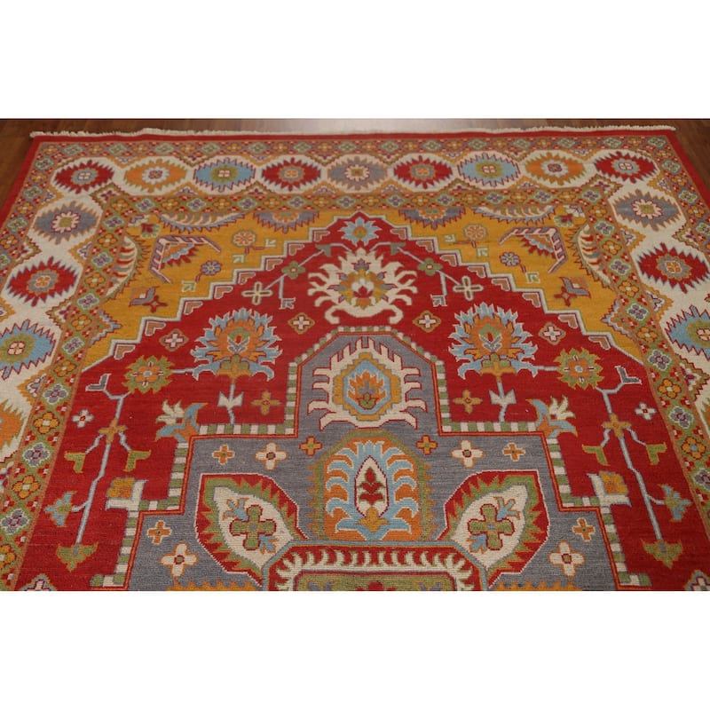 Geometric Traditional Kazak Oriental Area Rug Hand-knotted Wool Carpet - 6'7" x 10'0"