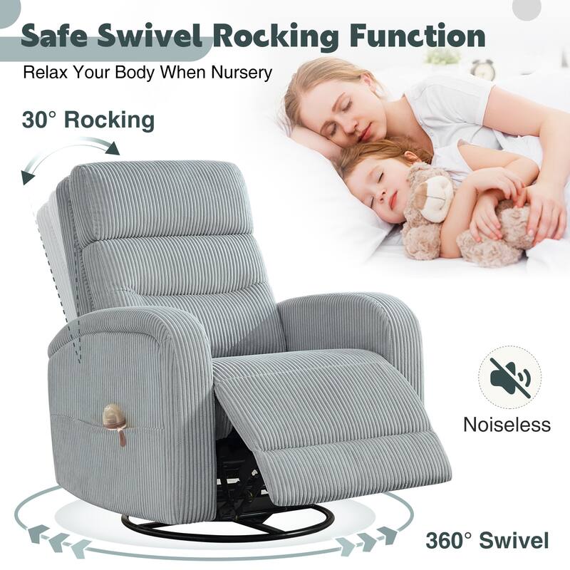 Aemeios Faux Leather Swivel Glider Rocker Manual Recliner Set of 2
