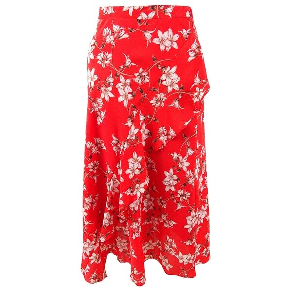 Calvin Klein Women's Printed Ruffled Midi Skirt. Opens flyout.