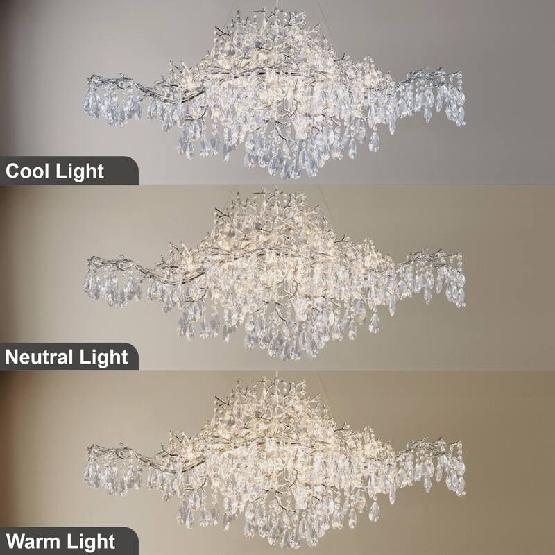 KAYLA 47.2" 14-Lights Gold Luxury Crystal Linear Chandelier