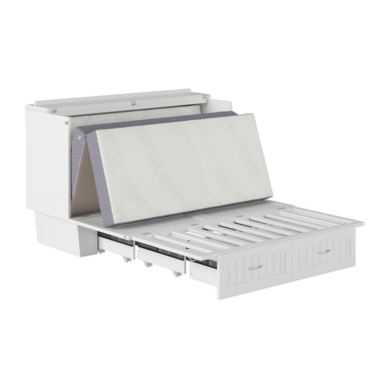 Murphy Bed Chest - Storage Drawer & USB Charger - Space Saving Furniture